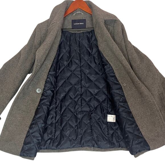 Lands End Wool Double Breasted Pea Coat Womens 10 Grey Lined Fisherman Nautical - Picture 3 of 10